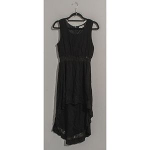 Black Lace Block Hi Lo Dress